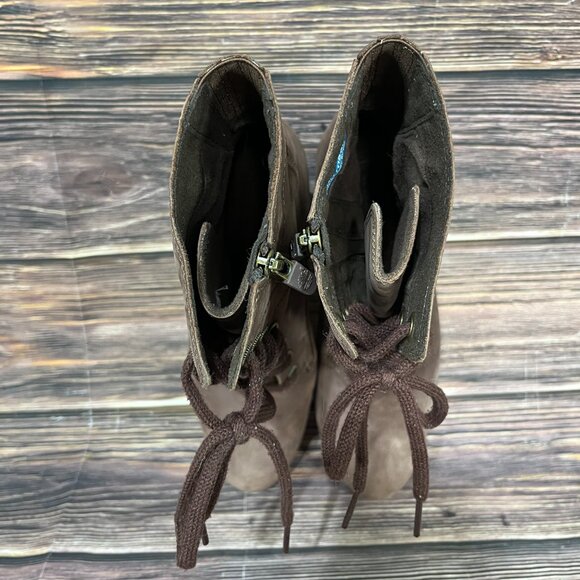 Timberland Women's Stratham Heights Brown Leather Tall Lace Up Boots - Picture 7 of 8